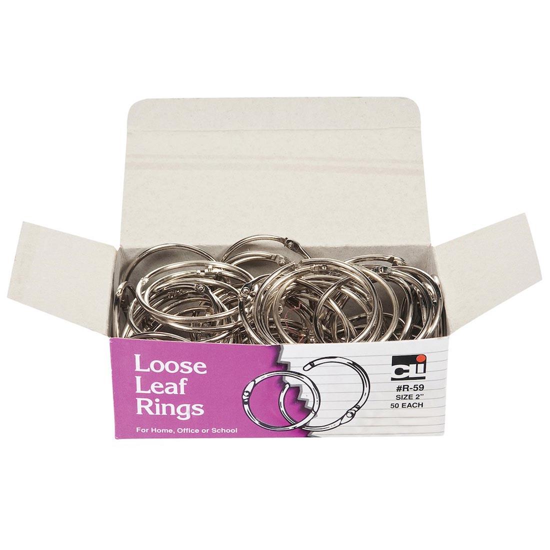 Box of Silver Loose Leaf Book Rings