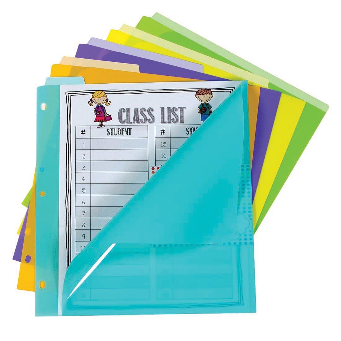 5 Colors of Vertical Tab Index Dividers one with a Class List shown inside