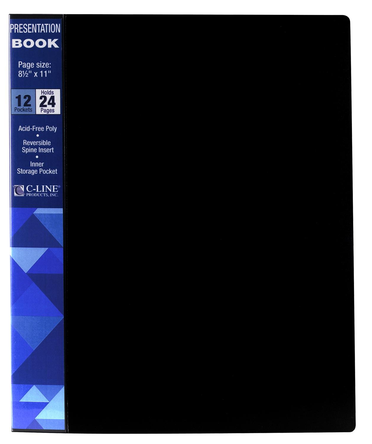 C-Line Black 12-Sheet Protector Bound Presentation Book