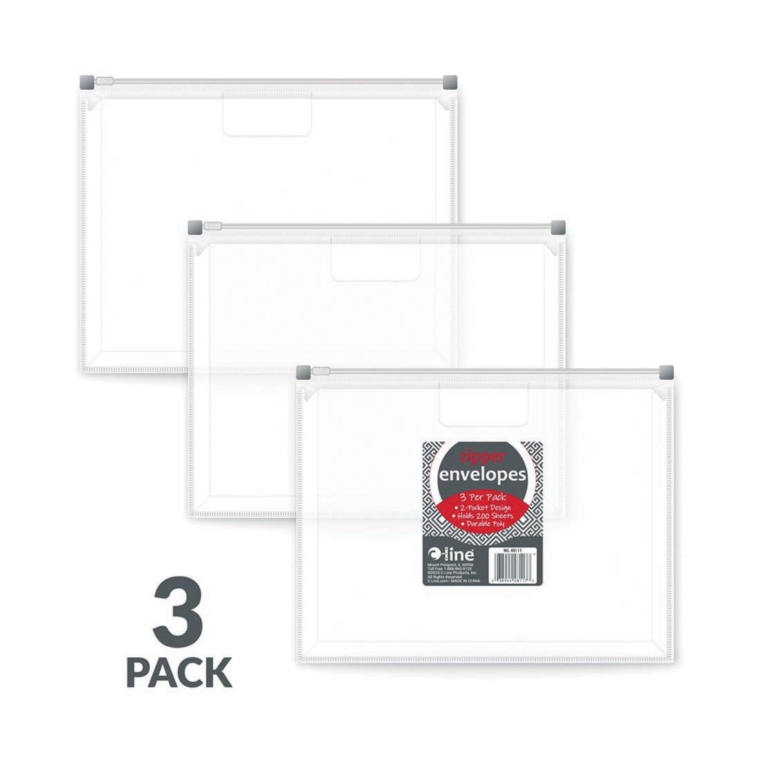 Zip 'N Go Reusable Poly Envelope, showing 3, with the words: 3 Pack