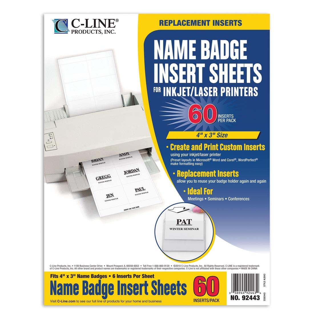 package of Name Badge Insert Sheets By C-Line Products