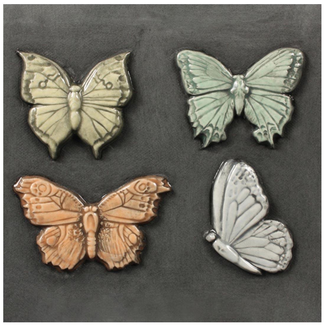 Clay pieces made with Mayco Butterflies Sprig Molds