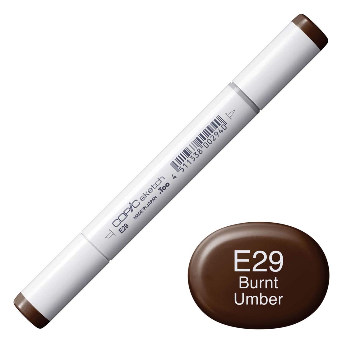 COPIC Sketch Marker with a color swatch and text of E29 Burnt Umber