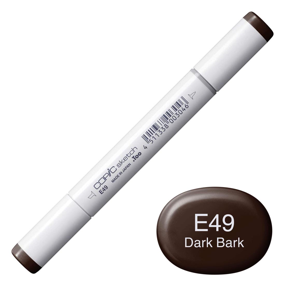 COPIC Sketch Marker with a color swatch and text of E49 Dark Bark
