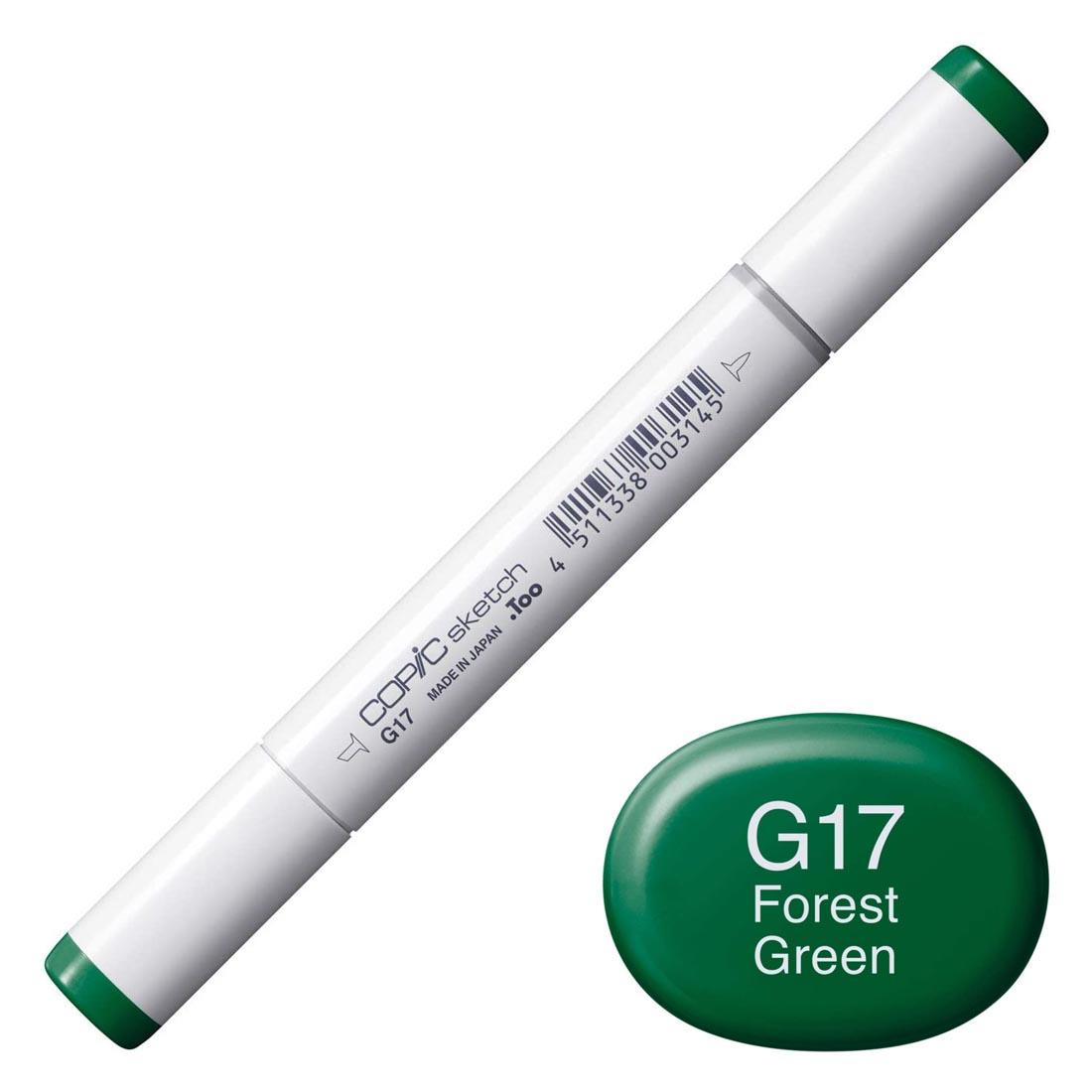 COPIC Sketch Marker with a color swatch and text of G17 Forest Green