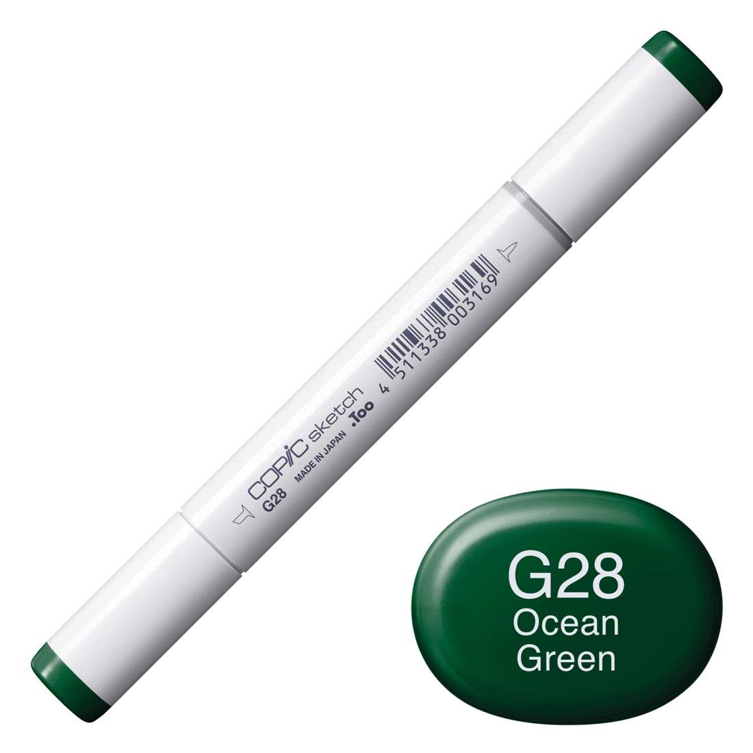 COPIC Sketch Marker with a color swatch and text of G28 Ocean Green