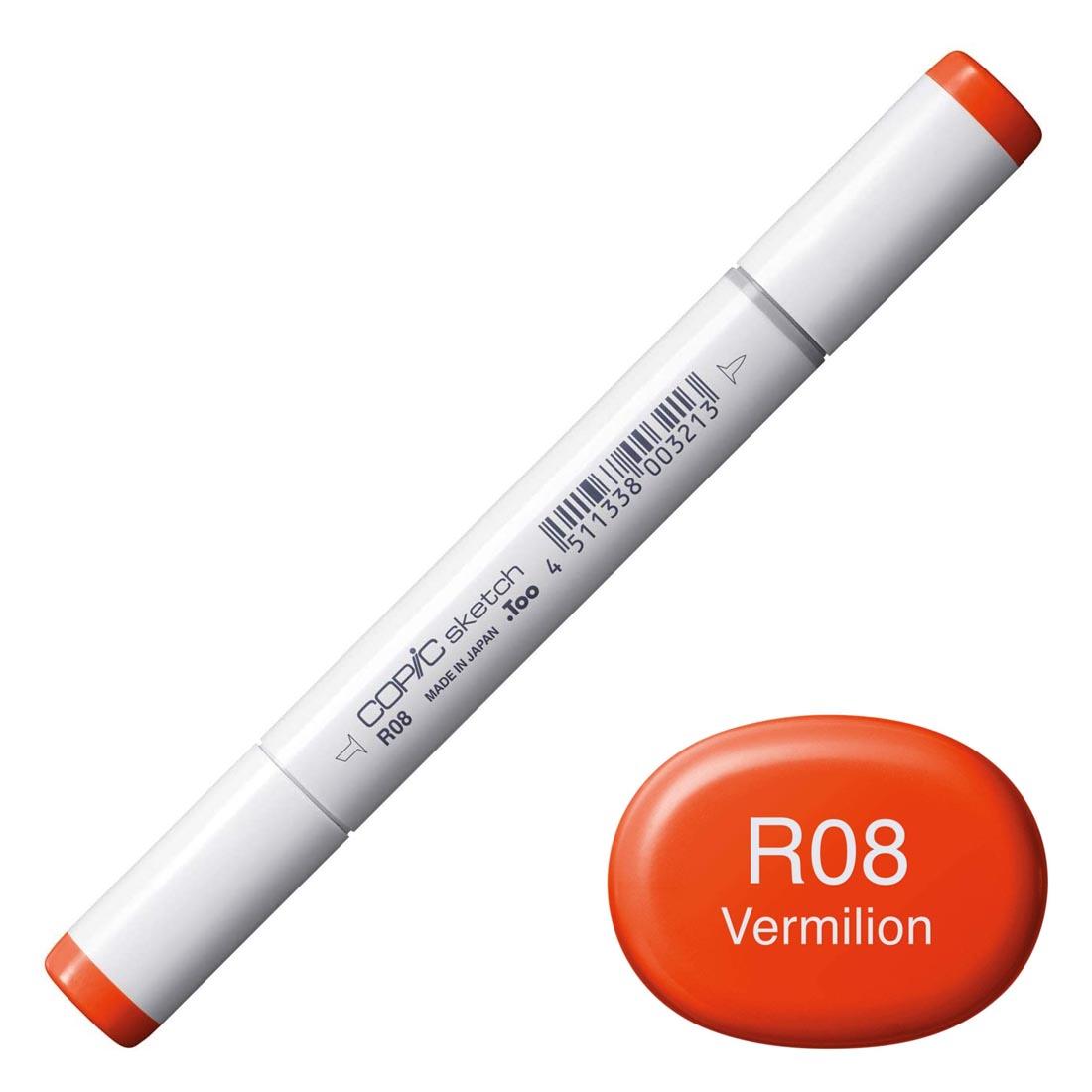 COPIC Sketch Marker with a color swatch and text of R08 Vermilion