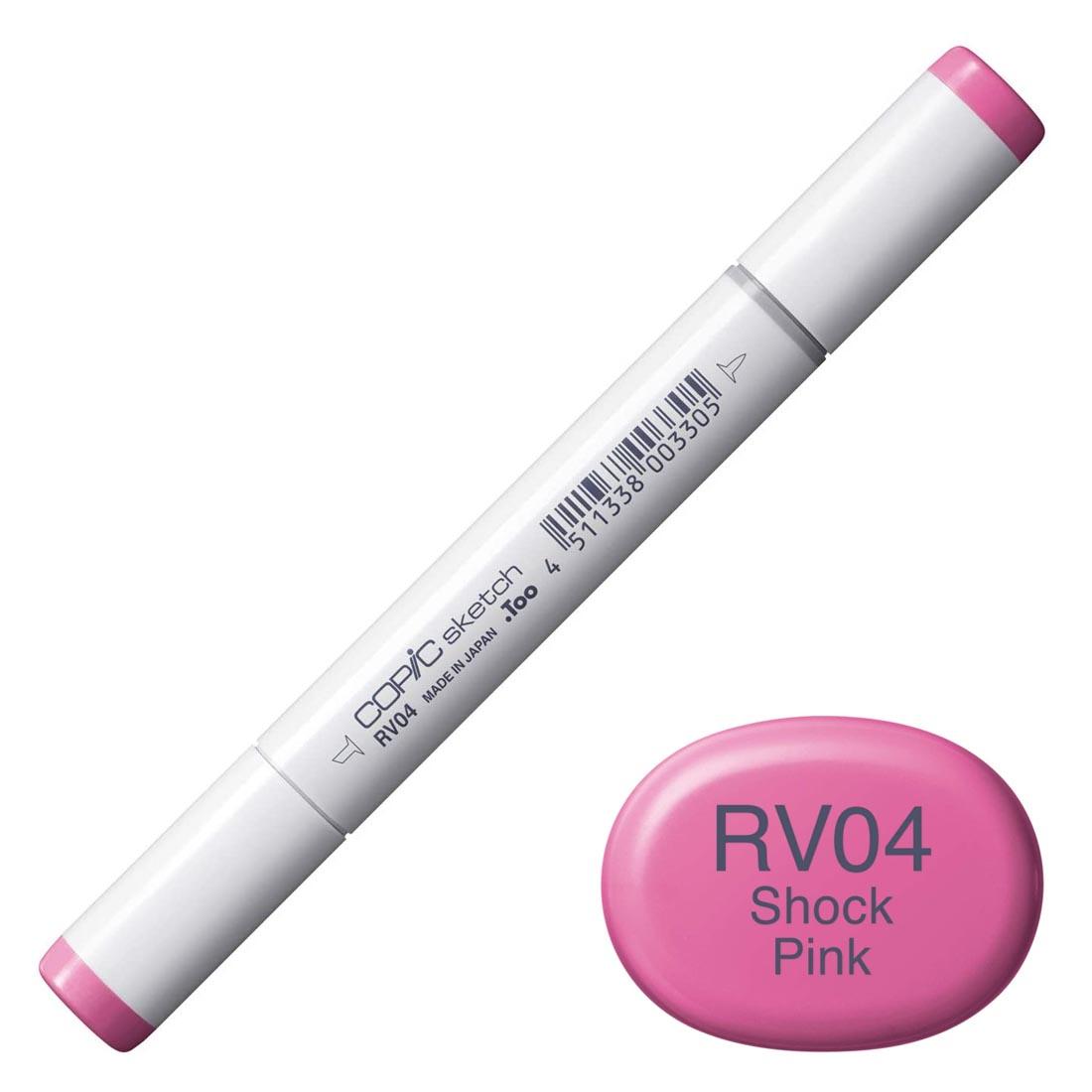 COPIC Sketch Marker with a color swatch and text of RV04 Shock Pink