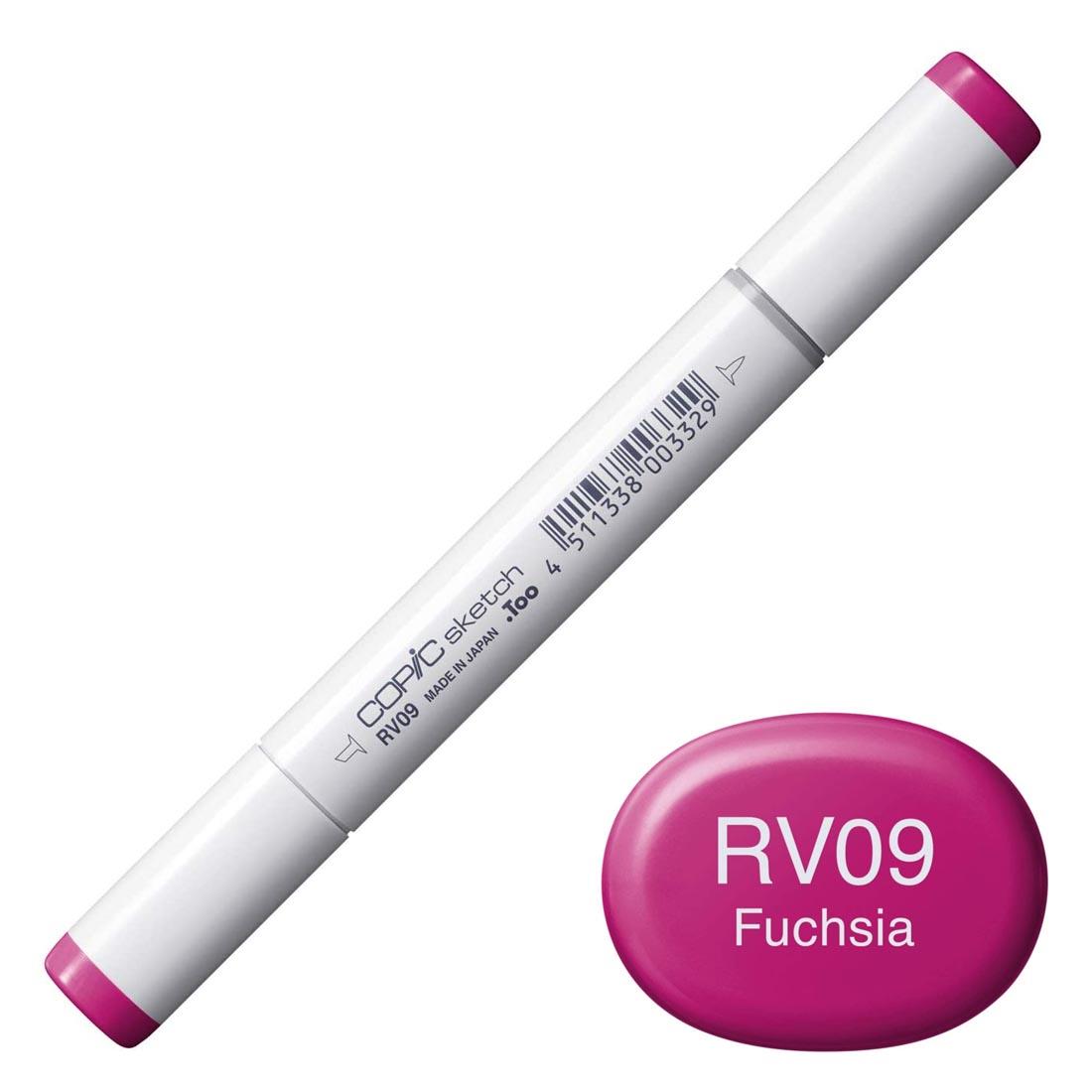 COPIC Sketch Marker with a color swatch and text of RV09 Fuchsia