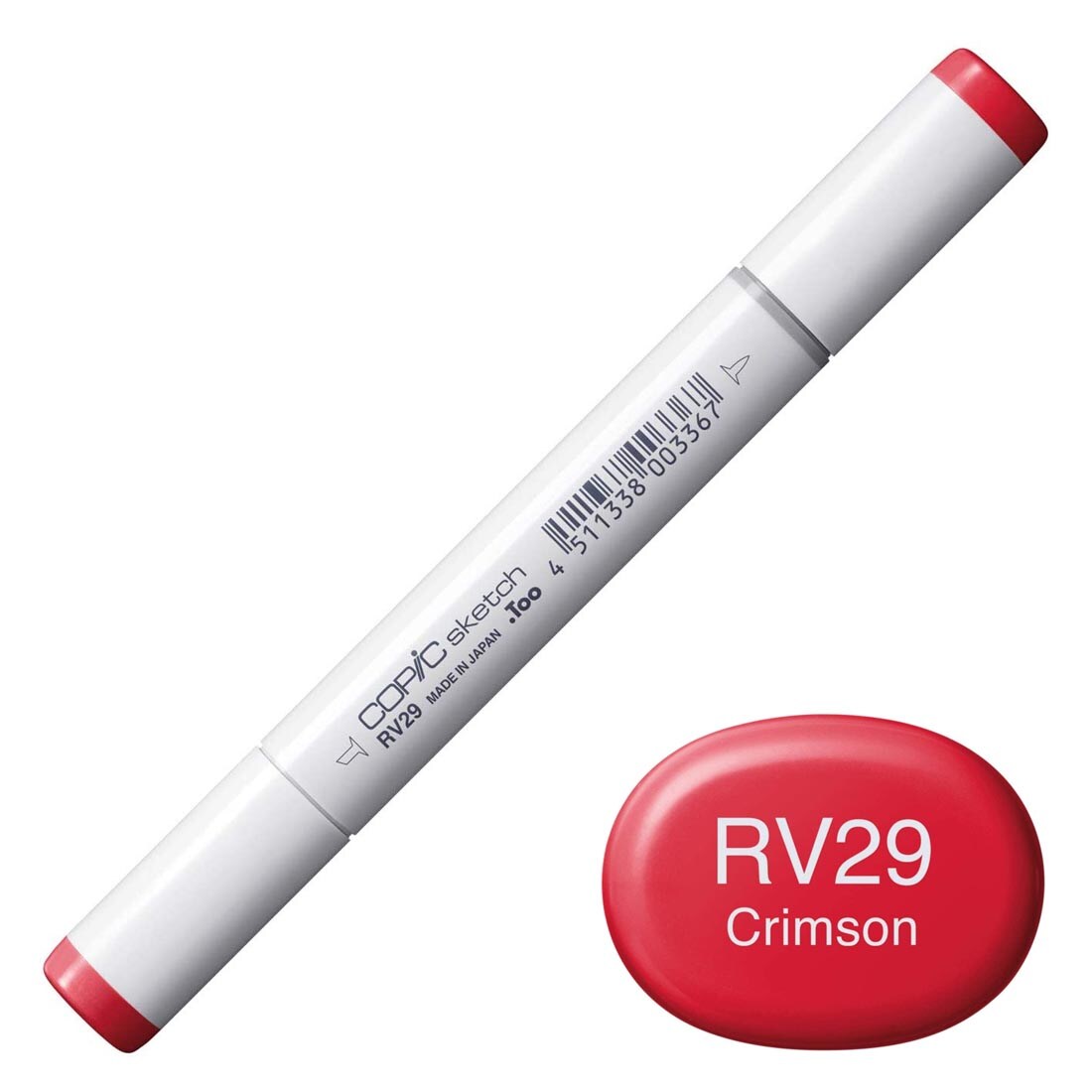 COPIC Sketch Marker with a color swatch and text of RV29 Crimson