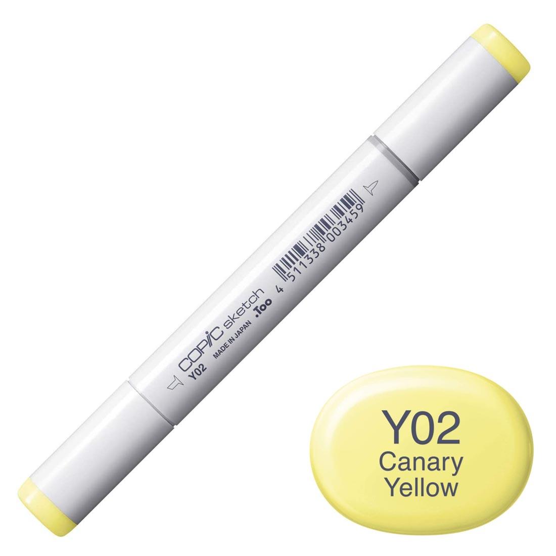 COPIC Sketch Marker with a color swatch and text of Y02 Canary Yellow