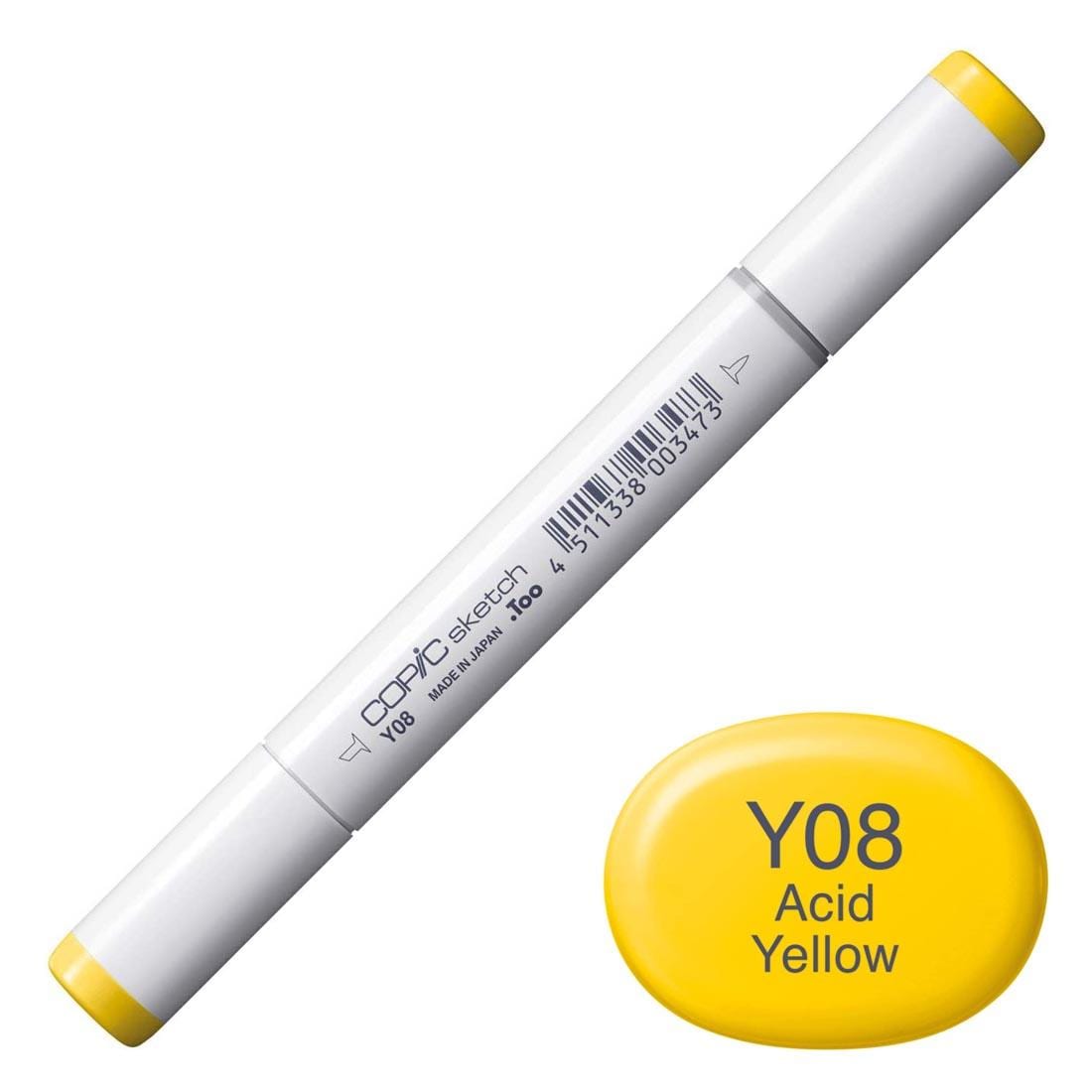 COPIC Sketch Marker with a color swatch and text of Y08 Acid Yellow