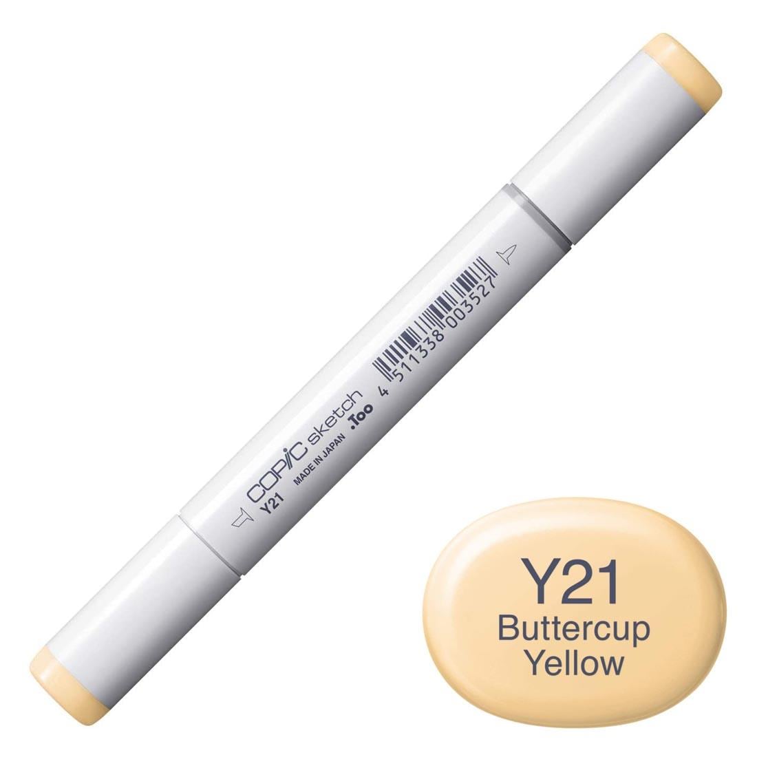 COPIC Sketch Marker with a color swatch and text of Y21 Buttercup Yellow