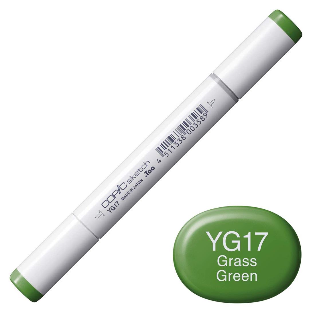 COPIC Sketch Marker with a color swatch and text of YG17 Grass Green