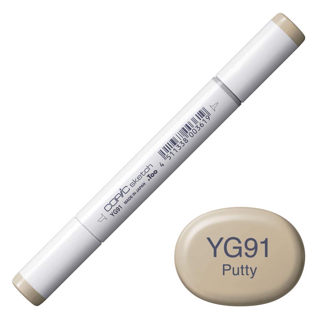 COPIC Sketch Marker with a color swatch and text of YG91 Putty