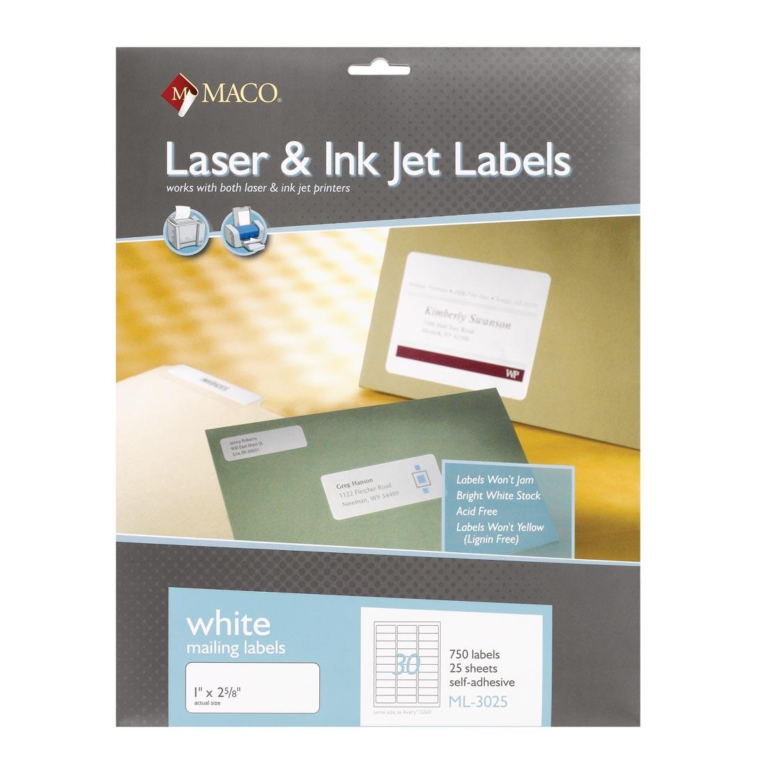 White Laser and Inkjet Address Labels