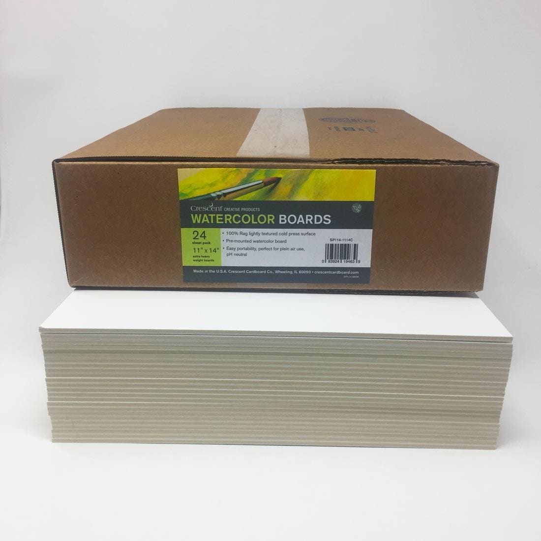 Box on top of 24 Sheets of Crescent #114 Watercolor Board
