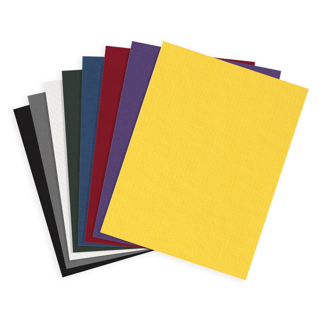 8 colors of board from the Crescent 11x14" Rainbow Colored Mat Boards Classroom Pack
