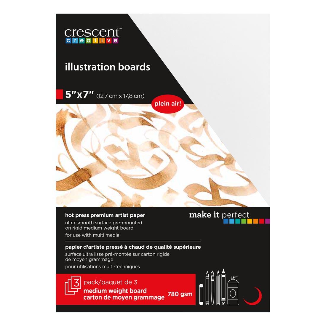 Crescent #20 Illustration Board Hot Press 3-Pack 5x7"