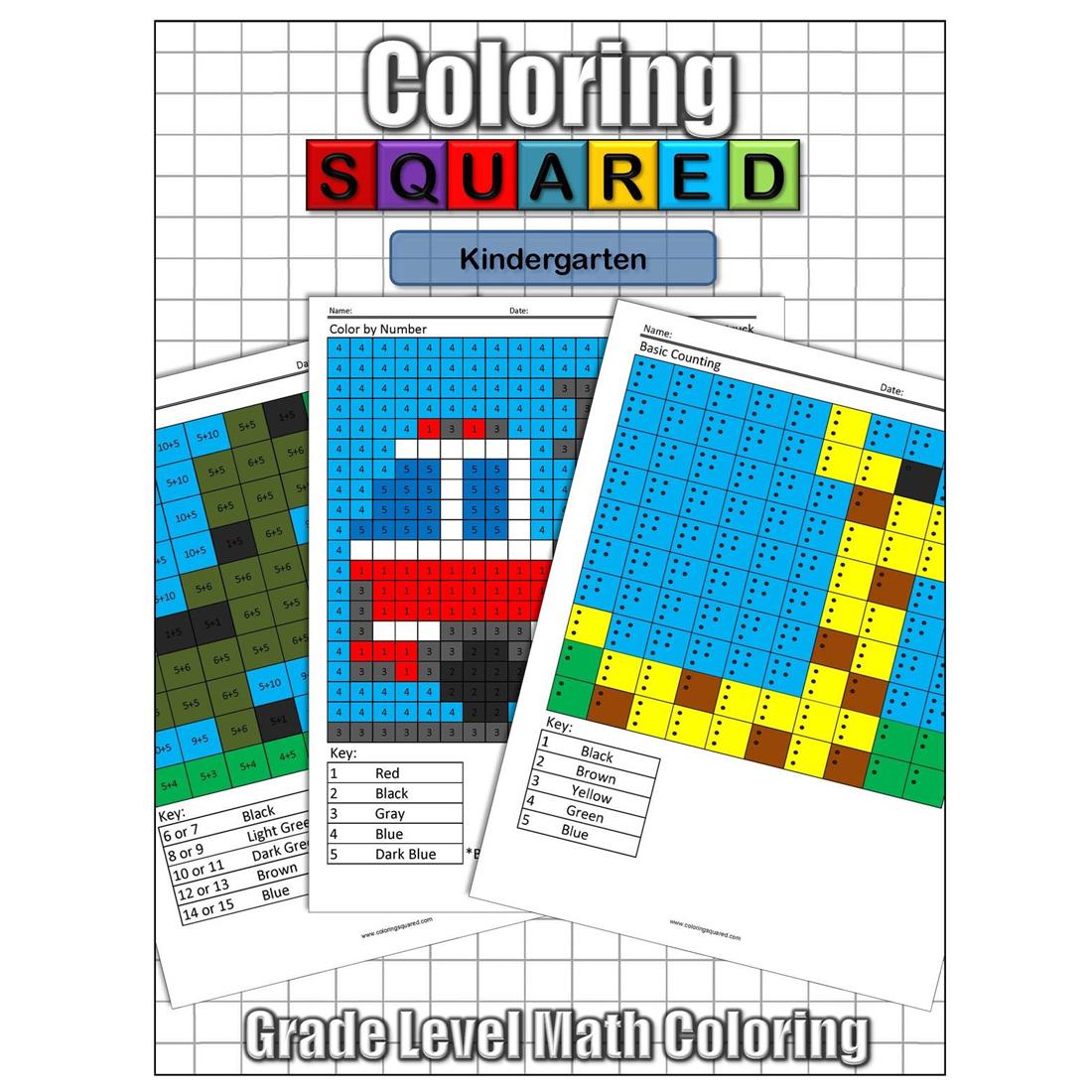Coloring Squared Kindergarten Level Math Coloring Book