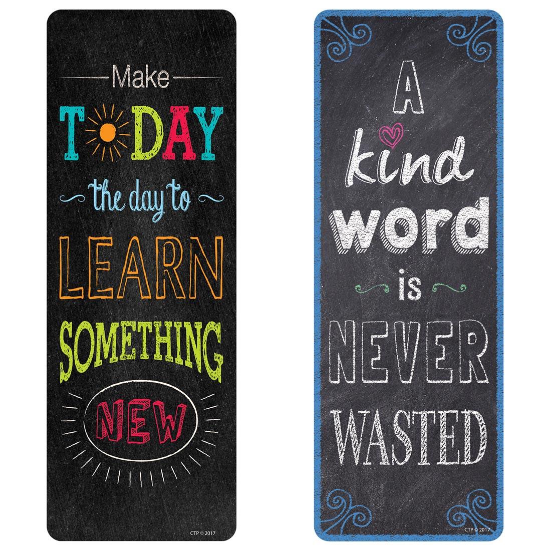 Motivational Quotes Bookmarks include Make Today the Day to Learn Something New and A kind Word is Never Wasted