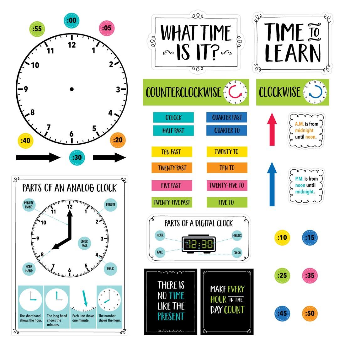 Telling Time Bulletin Board Set from the Core Decor collection by Creative Teaching Press