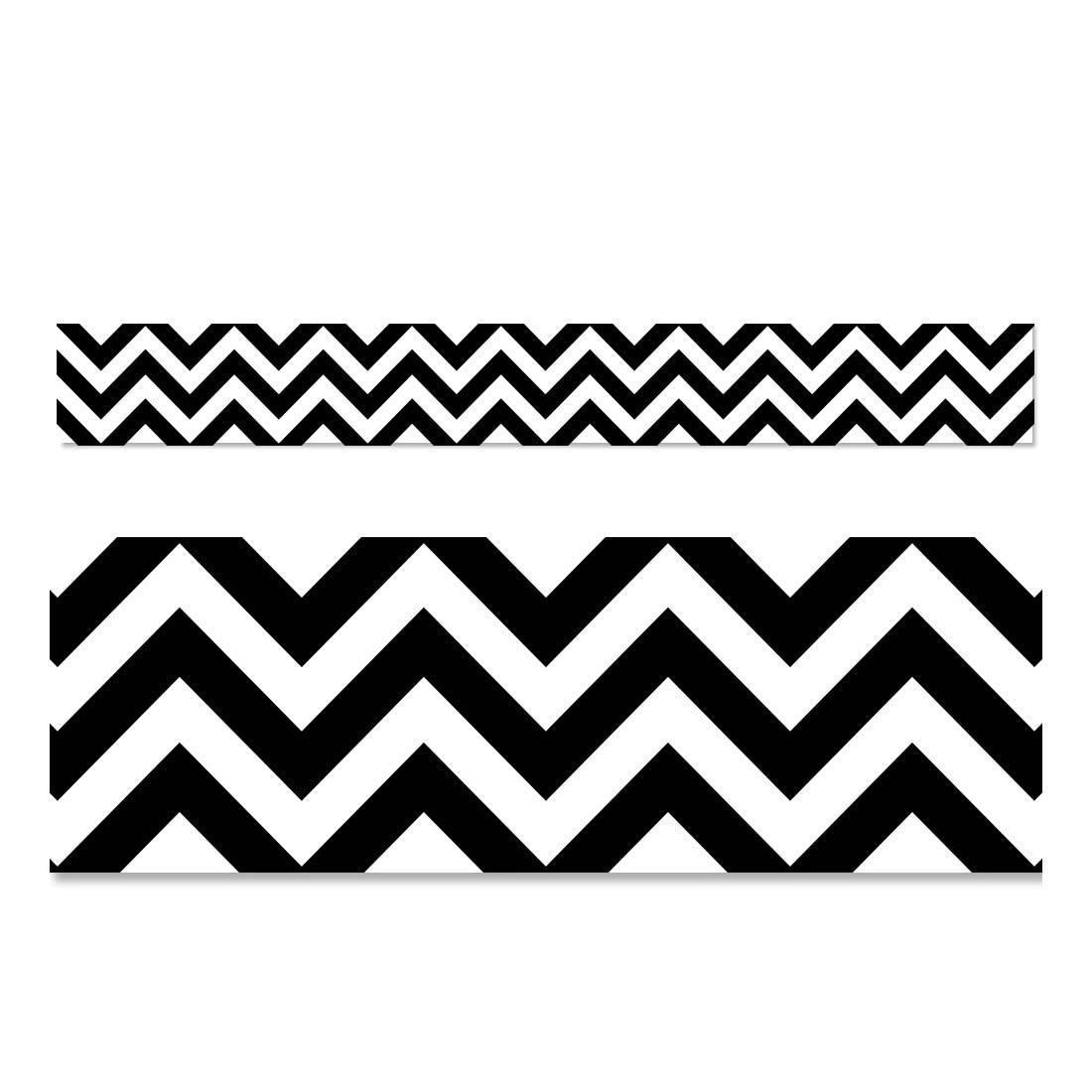 Black Chevron EZ Border features a black and white chevron pattern