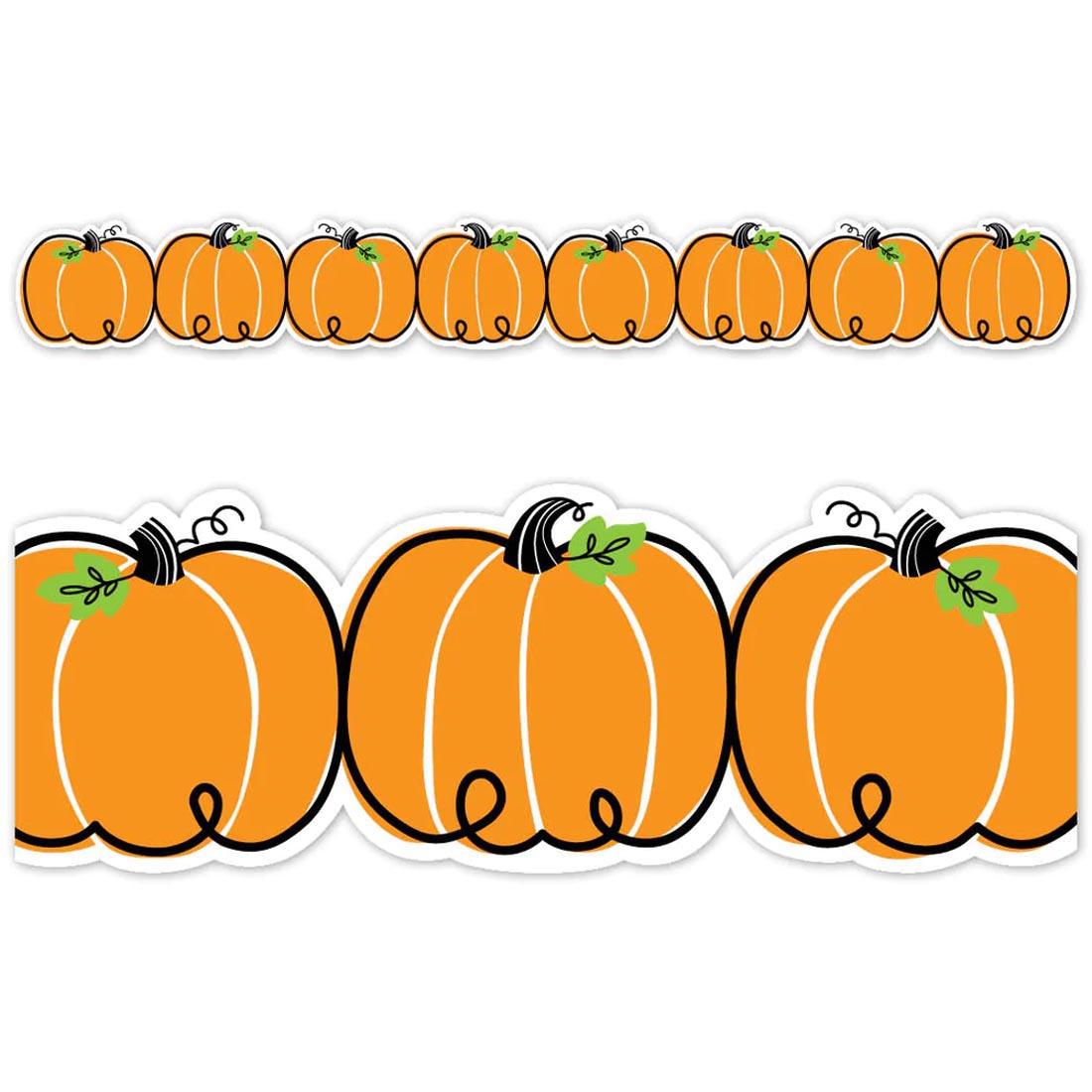 a full strip plus a close-up of Core Decor Doodle Pumpkins EZ Border By Creative Teaching Press