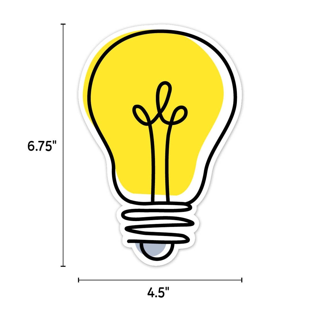 Doodle Lightbulb Designer Cut-Out from the Core Decor collection by Creative Teaching Press labeled with measurements 6.75" and 4.5"