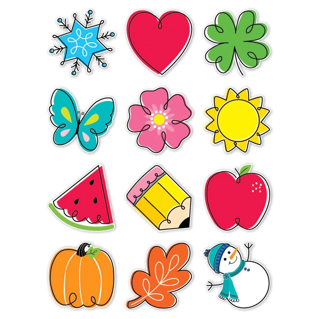 Seasonal Accents 10" Designer Cut-Outs By Creative Teaching Press showing 12 designs