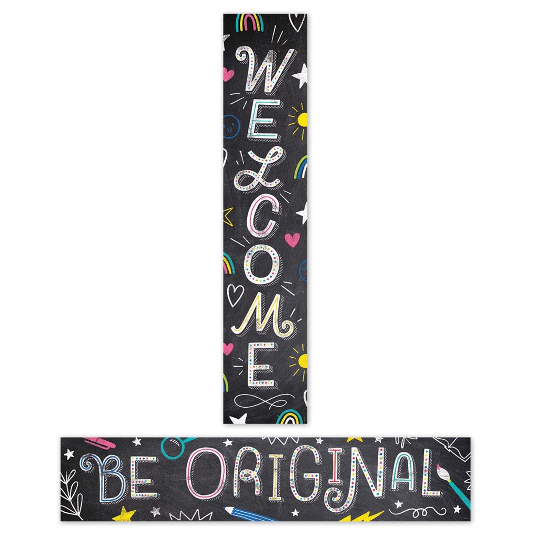 Both sides of the Welcome Banner from the Chalk It Up! Collection By Creative Teaching Press