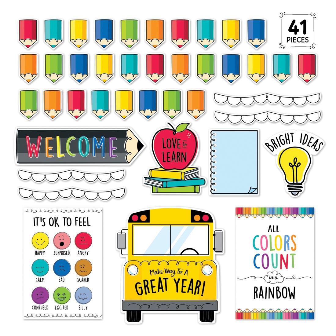 Ready for School Bulletin Board Set from the Core Decor Collection By Creative Teaching Press with the text 41 Pieces