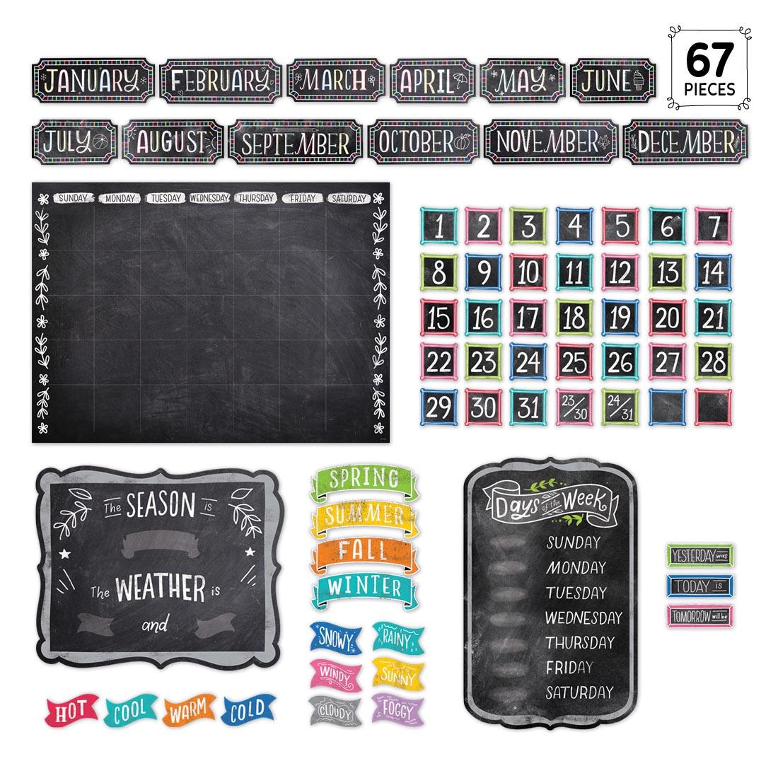 Calendar Bulletin Board Set from the Chalk It Up! Collection By Creative Teaching Press with the text 67 Pieces