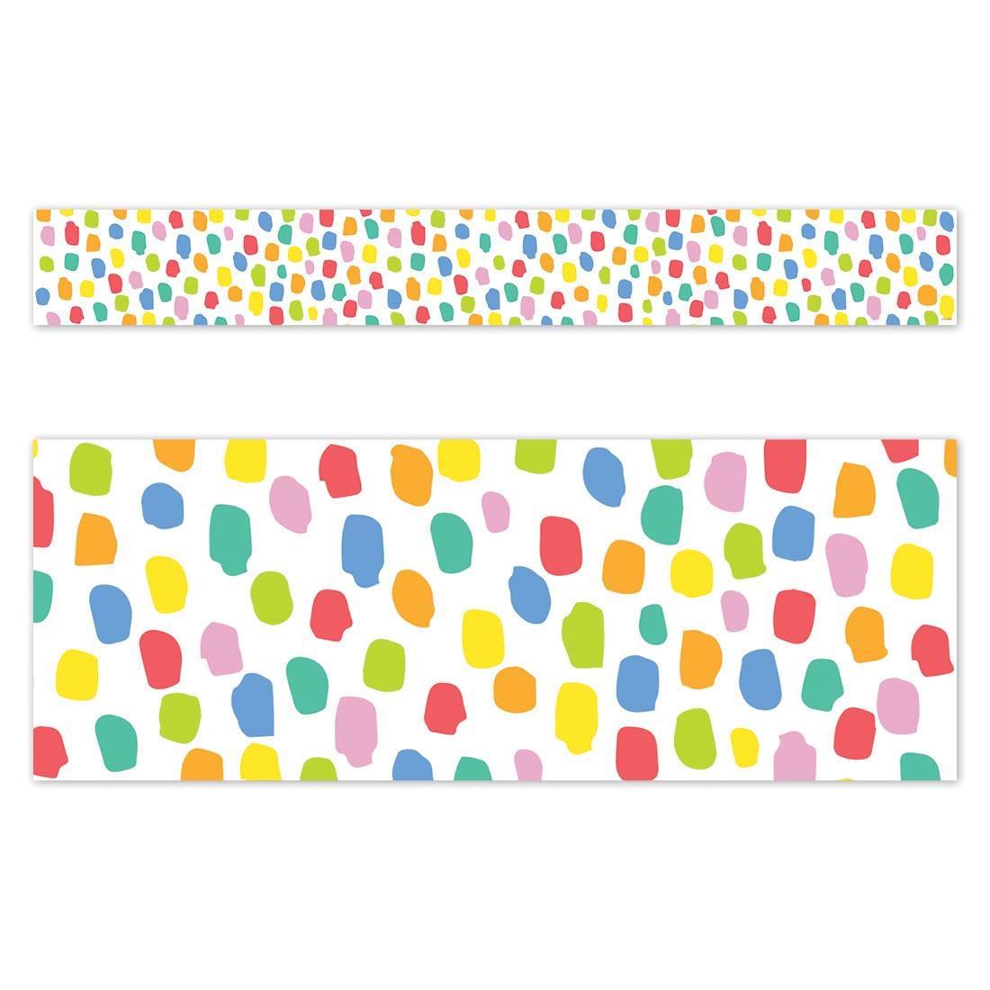 Full strip plus closeup of Colorful Messy Dots EZ Border from the Core Decor Collection By Creative Teaching Press