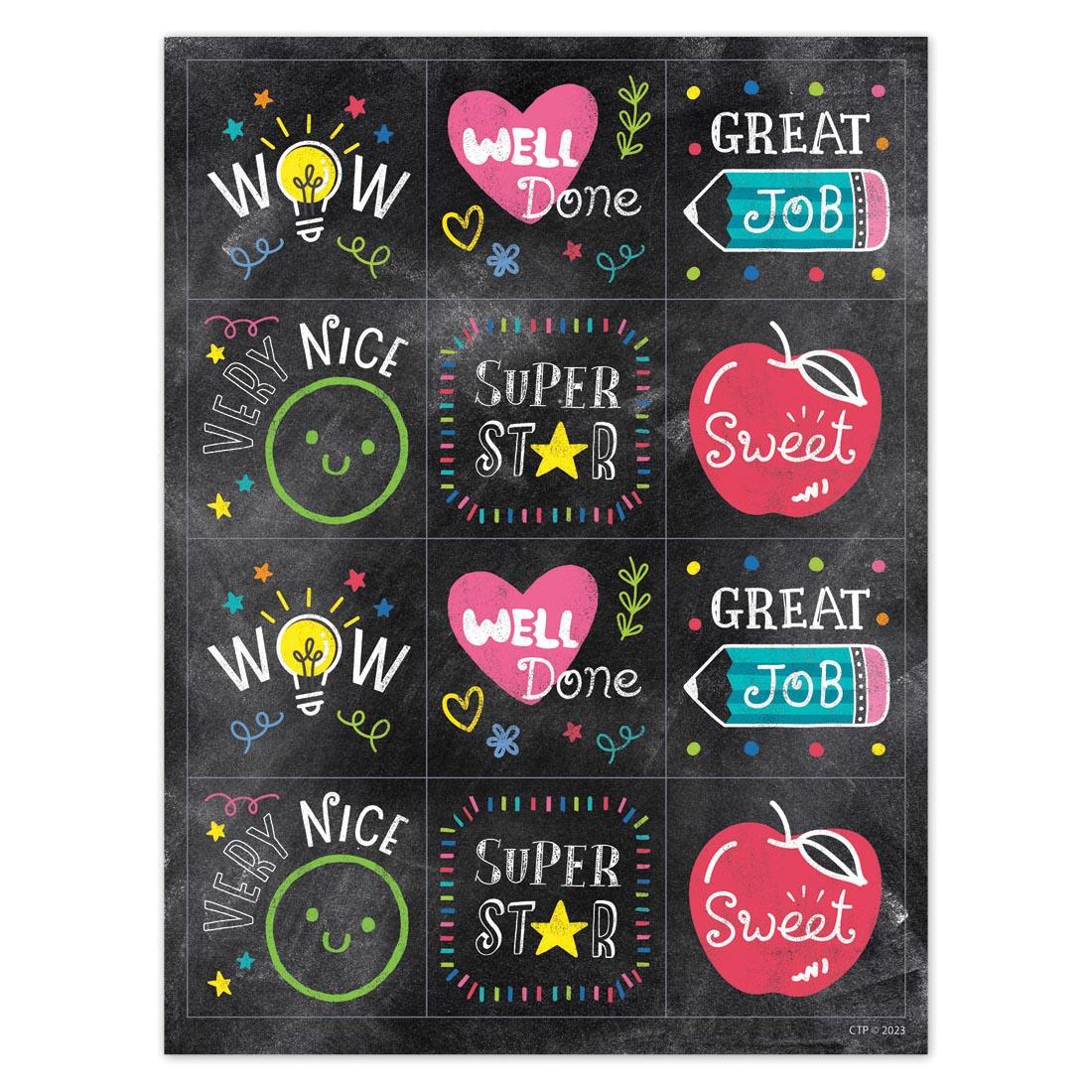 Colorful Chalk Reward Stickers from the Chalk It Up! Collection By Creative Teaching Press