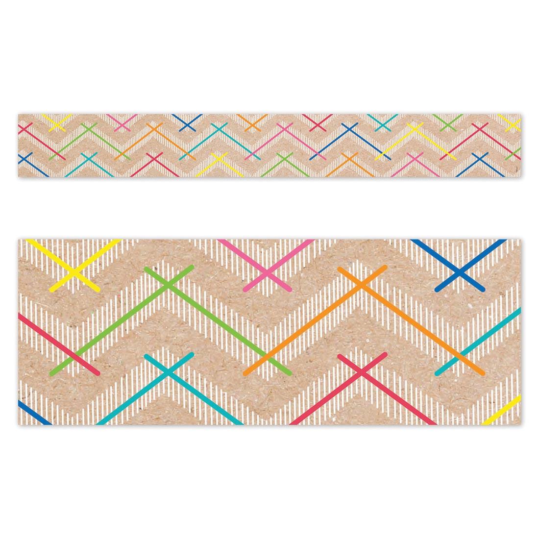 Full strip plus closeup of Colorful Kraft Chevron Border from the Krafty Pop Collection By Creative Teaching Press