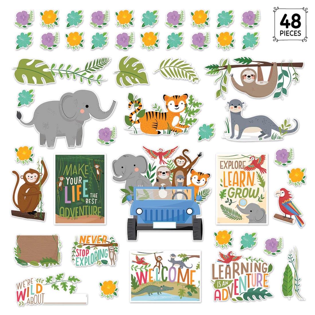 Bulletin Board Set from the Jungle Friends collection by Creative Teaching Press with the text 48 PIECES