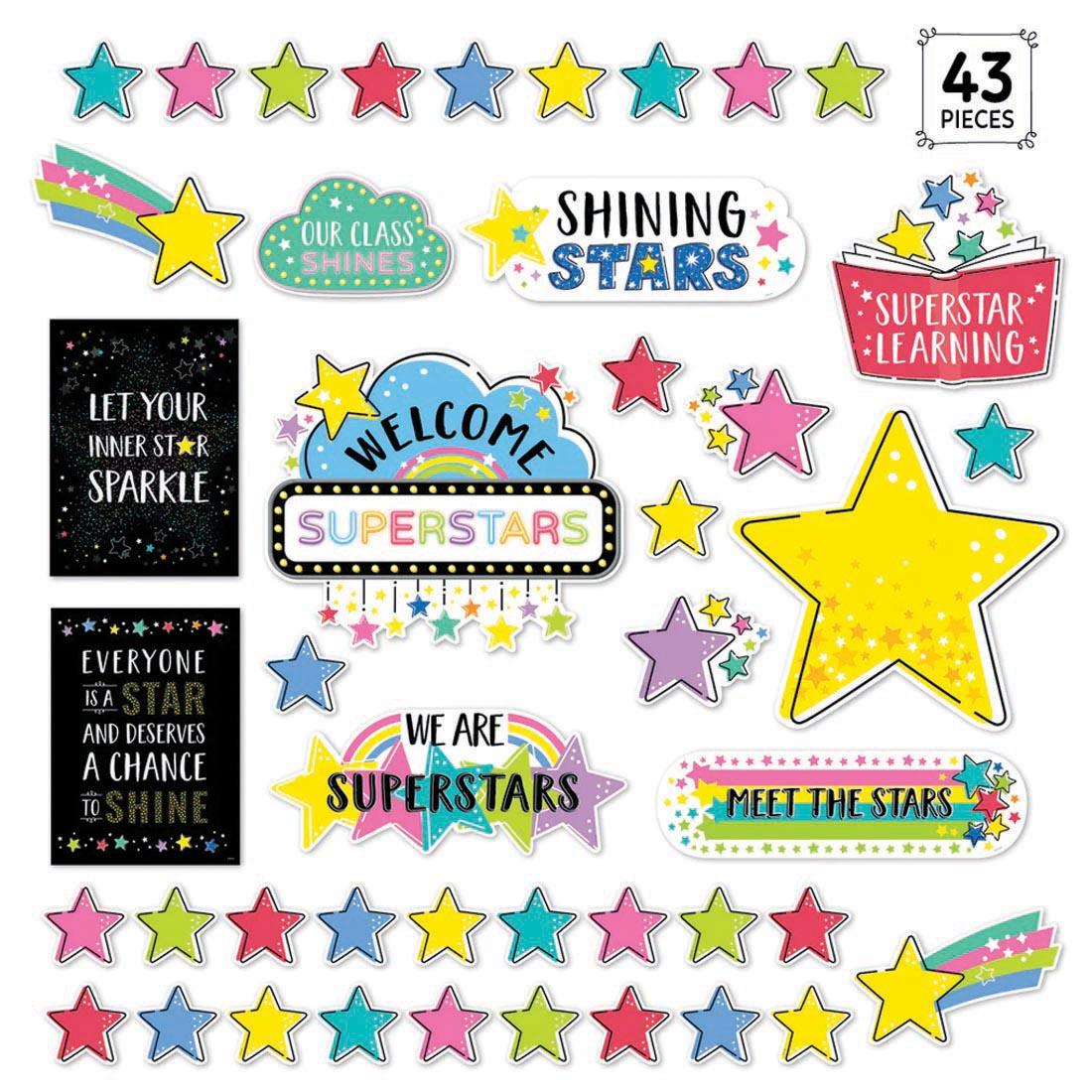 Shine Bright Bulletin Board Set from the Star Bright collection by Creative Teaching Press with the text 43 PIECES