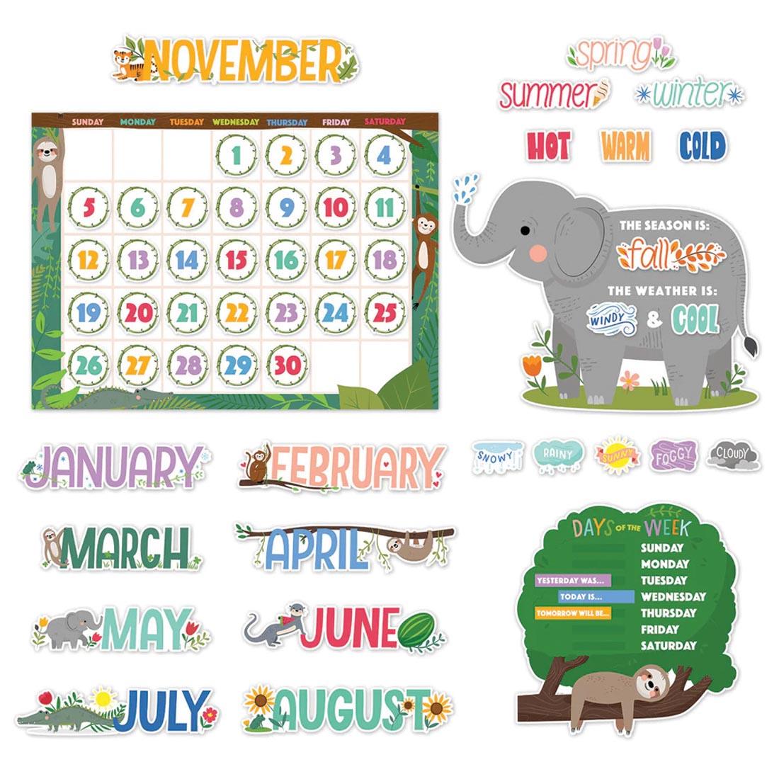 Calendar Bulletin Board Set from the Jungle Friends collection by Creative Teaching Press