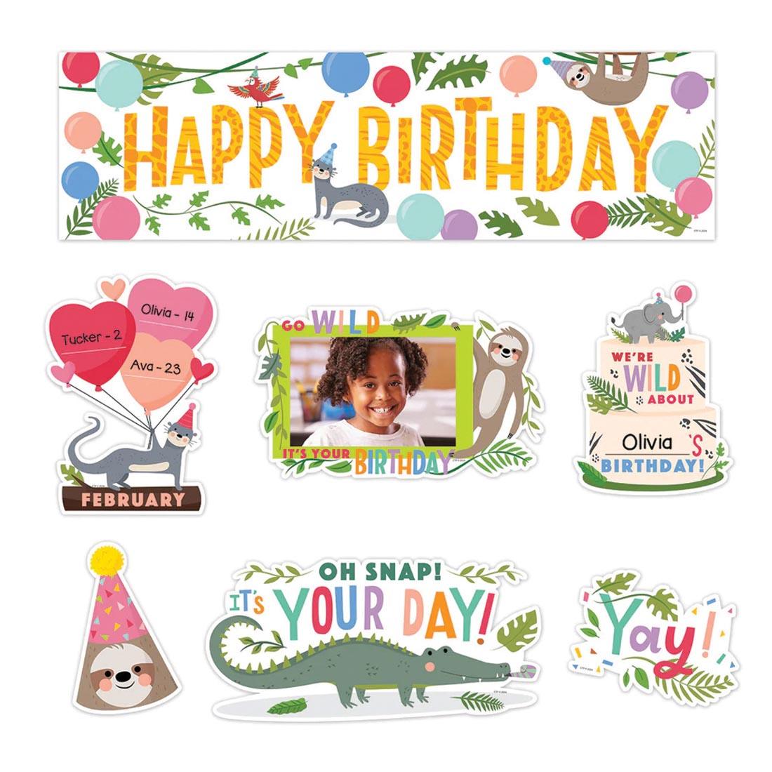 Happy Birthday Mini Bulletin Board Set from the Jungle Friends collection by Creative Teaching Press