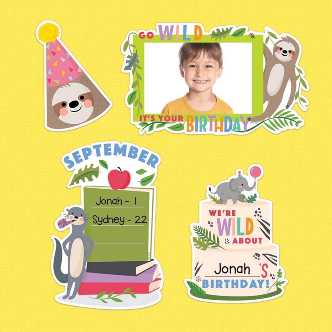 pieces from Happy Birthday Mini Bulletin Board Set from the Jungle Friends collection by Creative Teaching Press shown in use