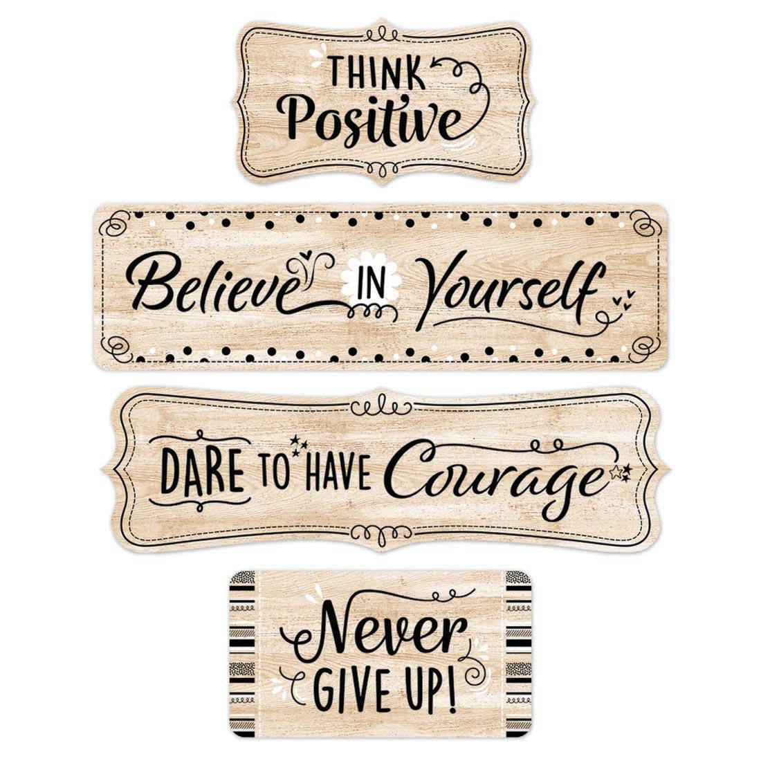 four pieces from Mindset Matters Headlines Mini Bulletin Board Set from the Core Decor collection by Creative Teaching Press