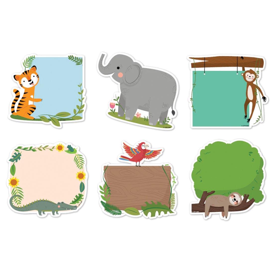 Six Designer Cut-Outs from the Jungle Friends collection by Creative Teaching Press