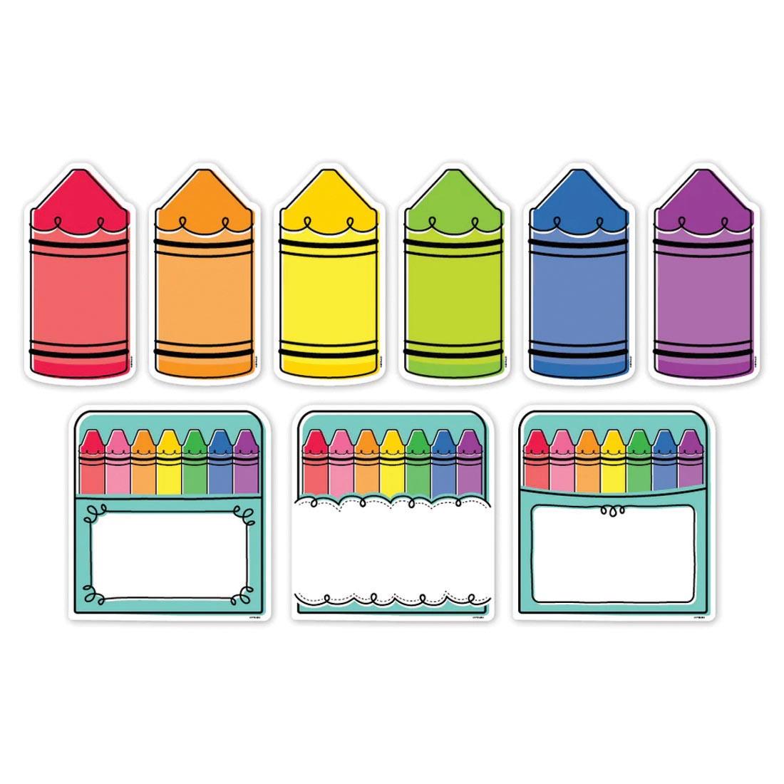 Doodle Crayons 6" Designer Cut-Outs from the Core Decor collection by Creative Teaching Press