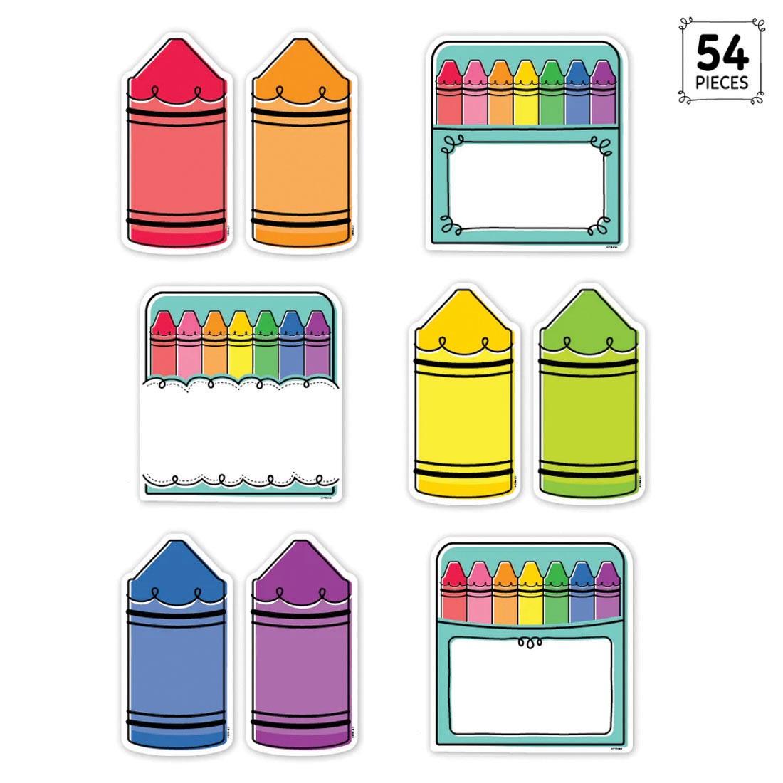 Doodle Crayon and Crayon Box Designer Cut-Outs from the Core Decor collection by Creative Teaching Press plus text 54 pieces