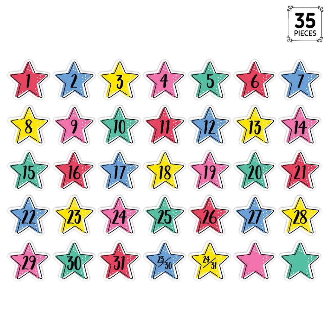 set of Calendar Days from the Star Bright collection by Creative Teaching Press with the text 35 Pieces