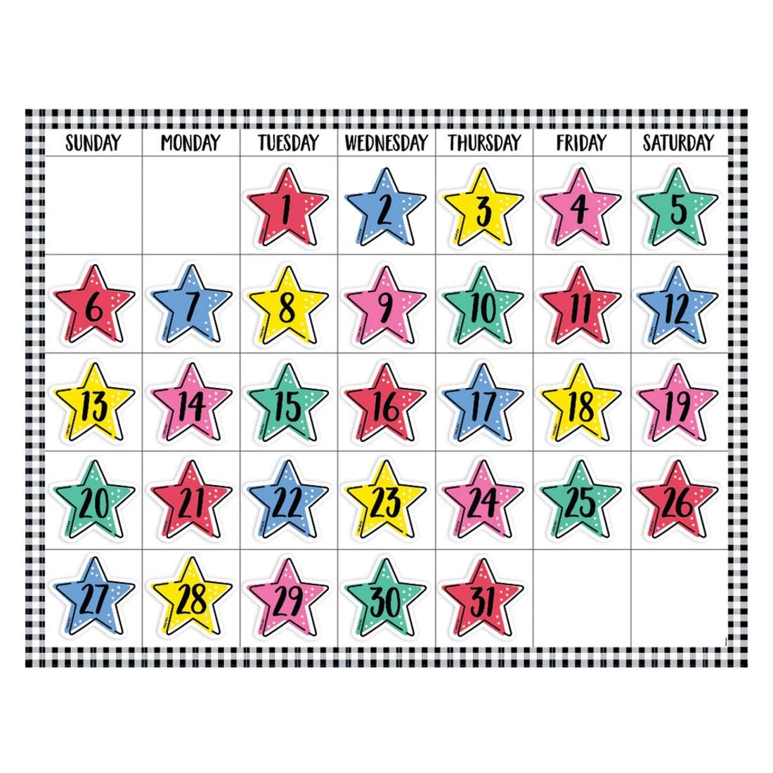 Calendar Days from the Star Bright collection by Creative Teaching Press in use on a calendar