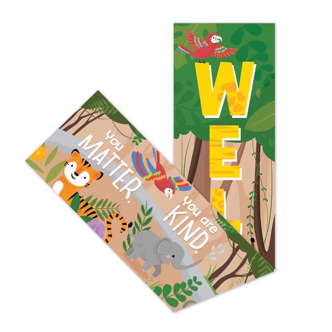 Welcome Banner from the Jungle Friends collection by Creative Teaching Press folded over to show both sides
