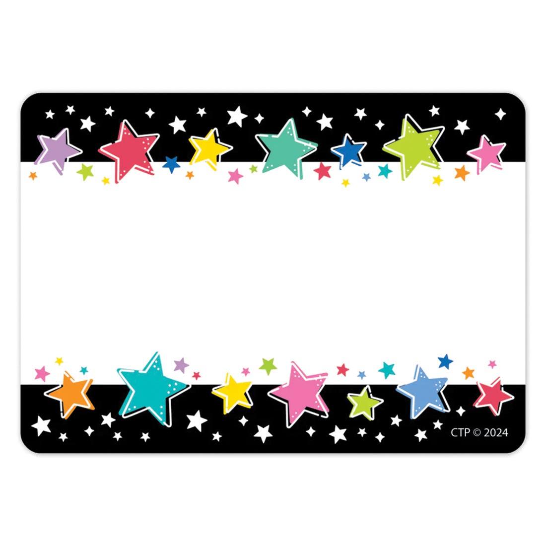 Colorful Stars on Black Label from the Star Bright collection By Creative Teaching Press