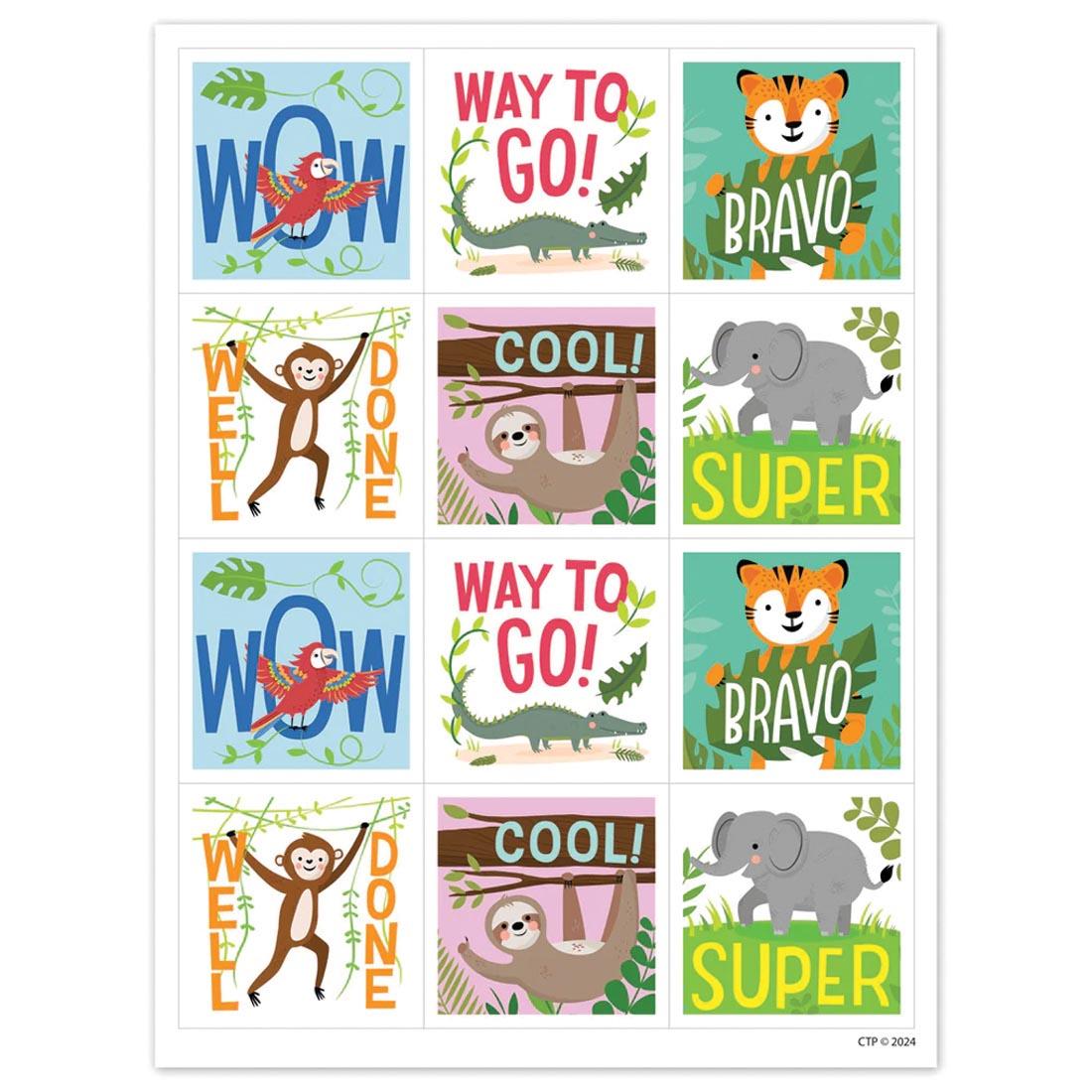 Reward Stickers from the Jungle Friends collection by Creative Teaching Press